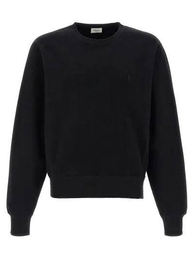 Saint Laurent Certified Cotton Sweatshirt With Cassandre Embroidery In Black