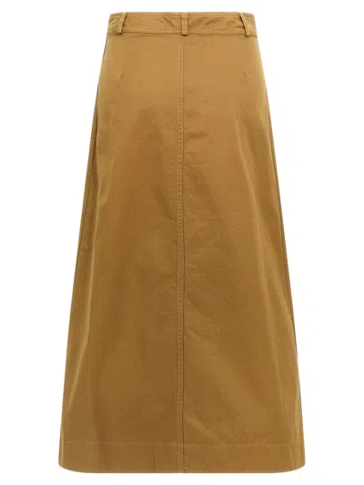 Saint Laurent Midi Skirt With Buttons In Brown