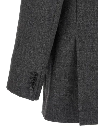 Saint Laurent Double-breasted Blazer In Gray