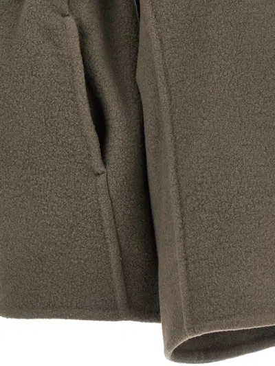 Rick Owens Asymmetric Belted Coat High Neck In Gray