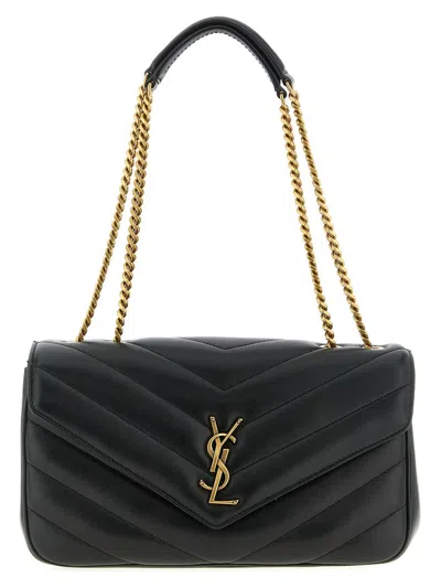 Saint Laurent Black Loulou Medium Shoulder Bag In Black