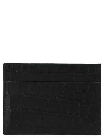 Saint Laurent 'tiny Cassandre' Card Holder In Black