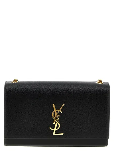 Saint Laurent Kate Small Ysl Shoulder Bag In Leather In Black