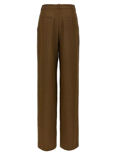 Saint Laurent Twill Pants Featuring All-over Pattern In Brown