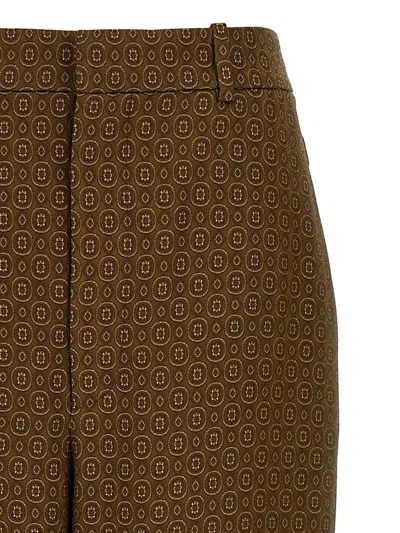 Saint Laurent Twill Pants Featuring All-over Pattern In Brown