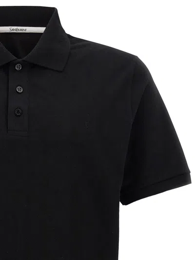 Saint Laurent Cassandre Polo Shirt In Black