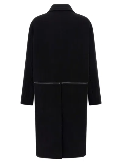 Rick Owens Long Sleeve Collared Coat Front Pockets In Black