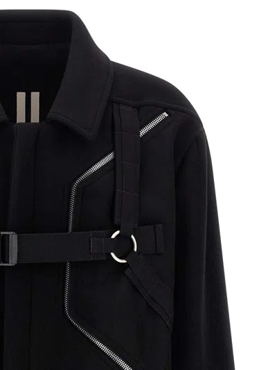Rick Owens Long Sleeve Collared Coat Front Pockets In Black