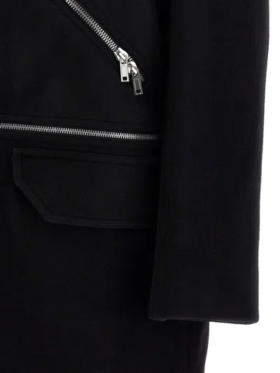 Rick Owens Long Sleeve Collared Coat Front Pockets In Black