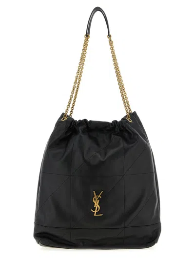 Saint Laurent Jamie Large Pochon Ysl Shoulder Bag In Quilted Lambskin Leather In Black