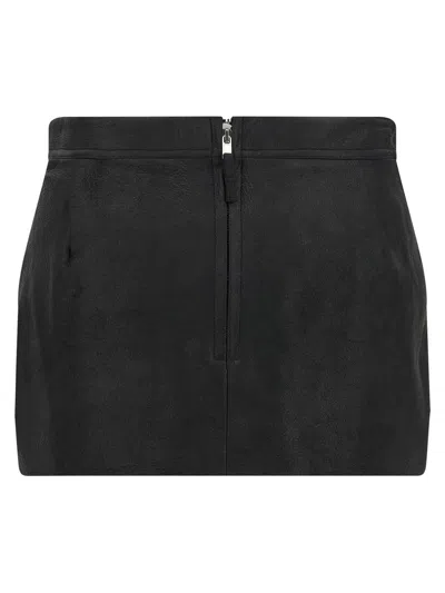 Rick Owens Layered Side Slit Mini Skirt In Black