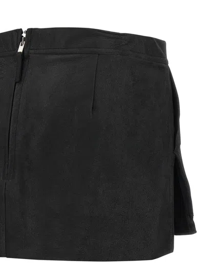 Rick Owens Layered Side Slit Mini Skirt In Black