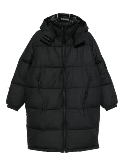 Hugo Boss Detachable-hood Padded Coat In Black
