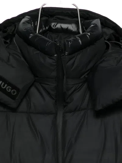 Hugo Boss Detachable-hood Padded Coat In Black