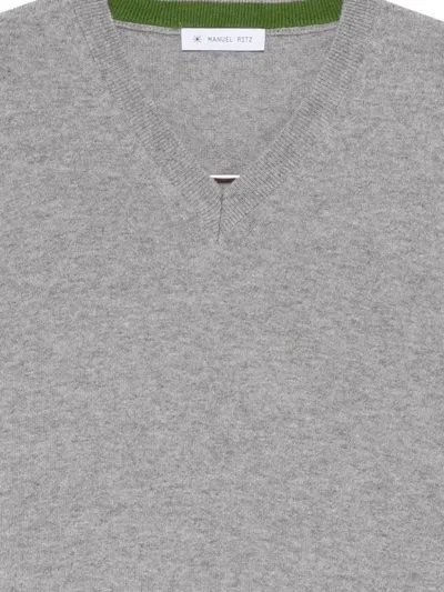 Manuel Ritz V-neck Sweater In Gray