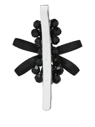 Simone Rocha Beaded Bow Hair Accessory In Black