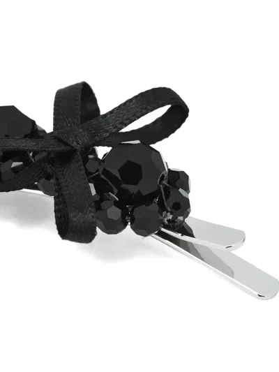 Simone Rocha Beaded Bow Hair Accessory In Black