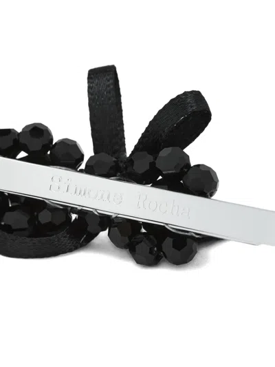 Simone Rocha Beaded Bow Hair Accessory In Black