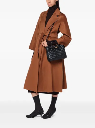 Max Mara Belted Patch-pocket Coat In Brown