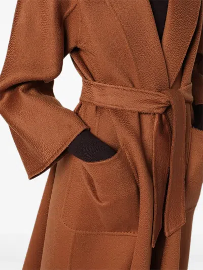 Max Mara Belted Patch-pocket Coat In Brown