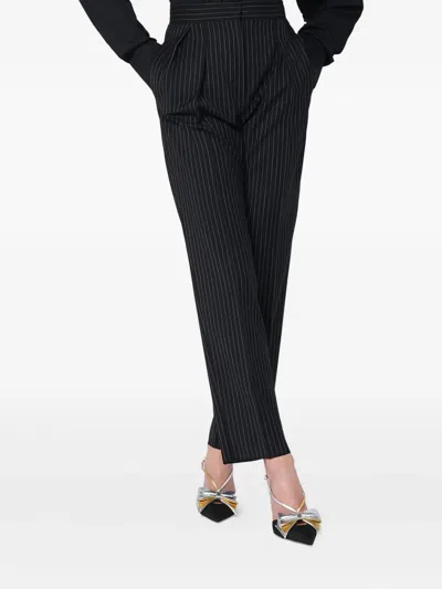 Max Mara Pinstripe Pleated Trousers In Black