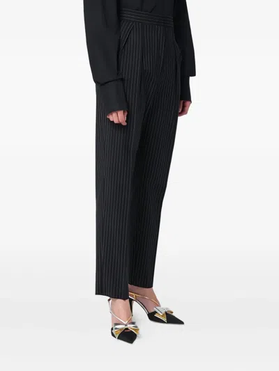 Max Mara Pinstripe Pleated Trousers In Black