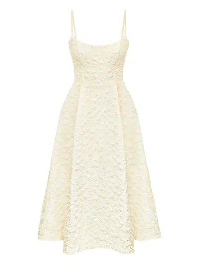 Post Meridiem Jacquard Corset Midi Dress In Gold