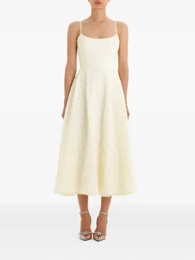 Post Meridiem Jacquard Corset Midi Dress In Gold