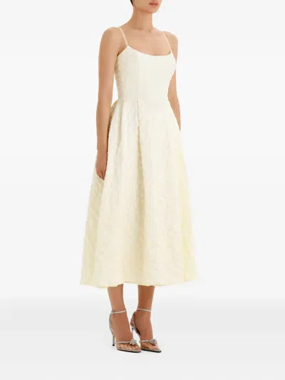 Post Meridiem Jacquard Corset Midi Dress In Gold