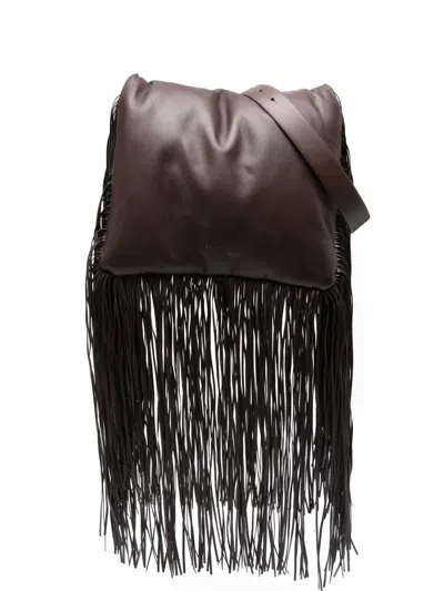 Sportmax Soft Fringe Maxi Shoulder Bag In Brown