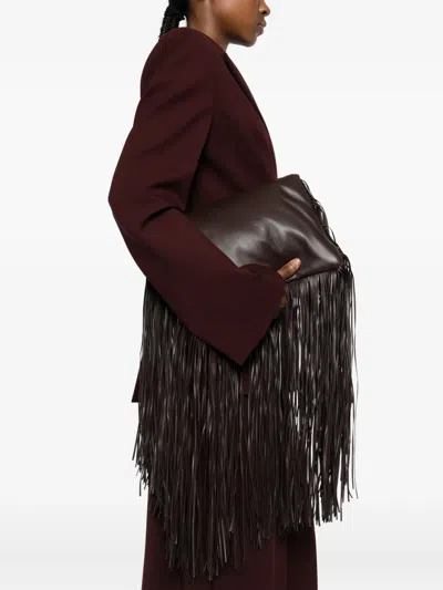 Sportmax Soft Fringe Maxi Shoulder Bag In Brown