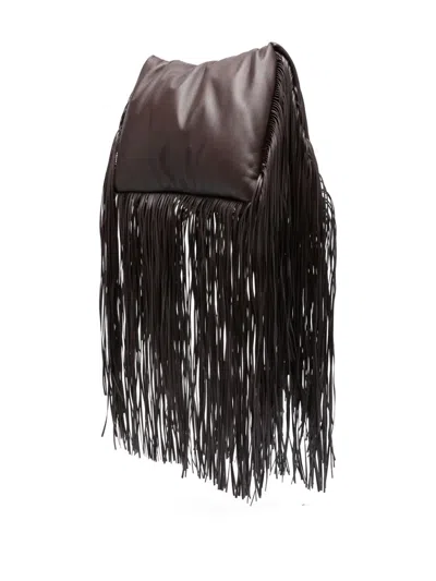Sportmax Soft Fringe Maxi Shoulder Bag In Brown