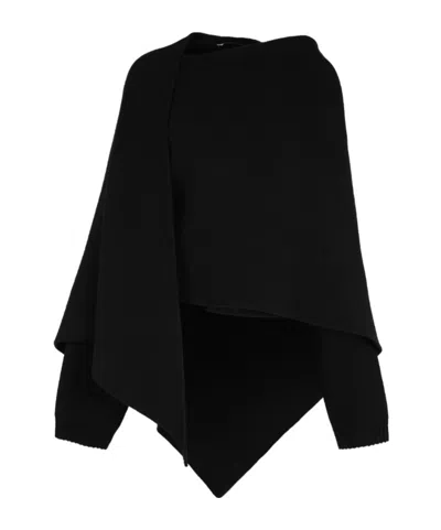 Alberta Ferretti Alberta Ferreti Merino Wool And Cashmere Cape In Black