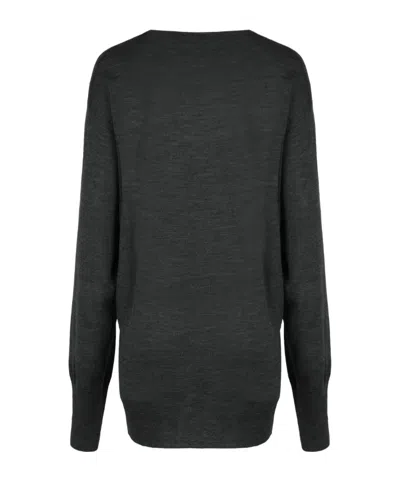 Alberta Ferretti Alberta Ferreti Sweater In Merino Wool With Floral Embroidery In Black