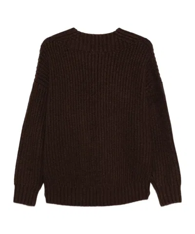Staud Ribbed V-neck Sweater In Brown