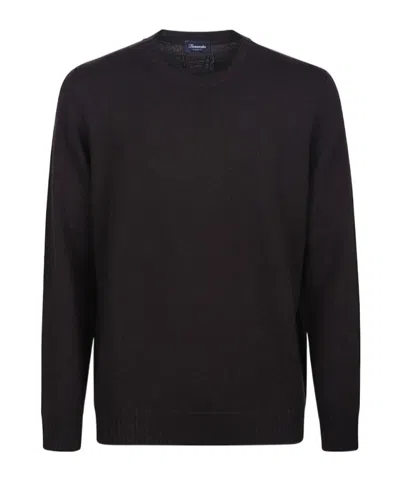 Drumohr Long-sleeved Crew Neck Pullover In Brown