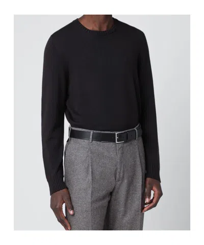 Drumohr Long-sleeved Crew Neck Pullover In Brown