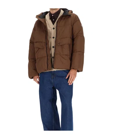 Ps By Paul Smith S By Paul Smith Mens Logo-patch Raglan-sleeve Shell Puffer Jacket Brown In Brown