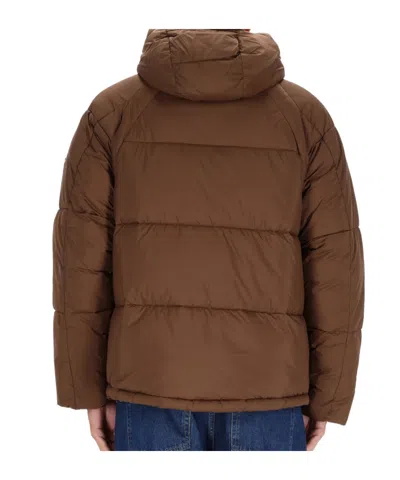 Ps By Paul Smith S By Paul Smith Mens Logo-patch Raglan-sleeve Shell Puffer Jacket Brown In Brown