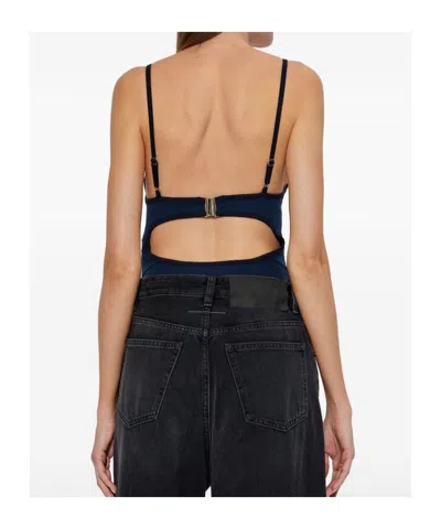 Dsquared2 Multicolour Cut-out Bodysuit Adjustable Straps In Blue