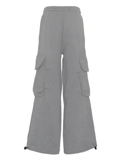 Msgm Drawstring Cargo Track Pants In Gray