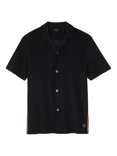 Paul Smith Stripe-detail Cotton-blend Shirt In Black