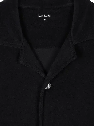 Paul Smith Stripe-detail Cotton-blend Shirt In Black
