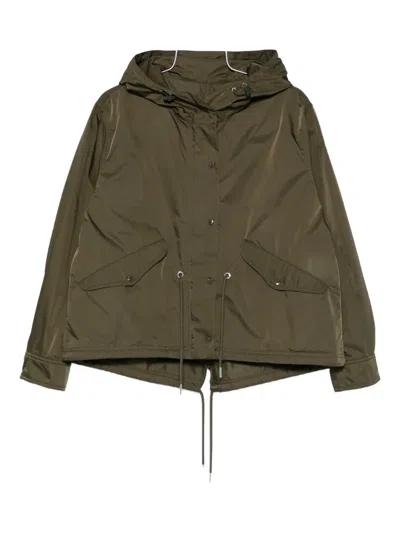 Moncler Logo-patch Hooded Jacket In Green