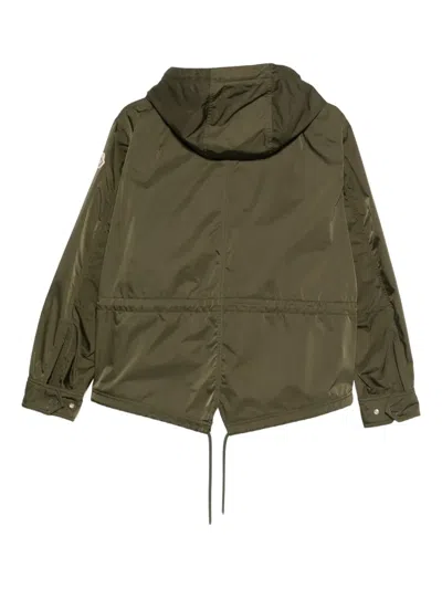 Moncler Logo-patch Hooded Jacket In Green