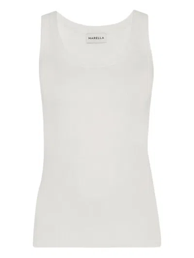 Marella Elisa Ribbed Top In White