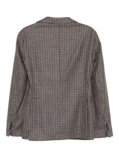 Luigi Bianchi Mantova Houndstooth Single-breasted Blazer In Brown