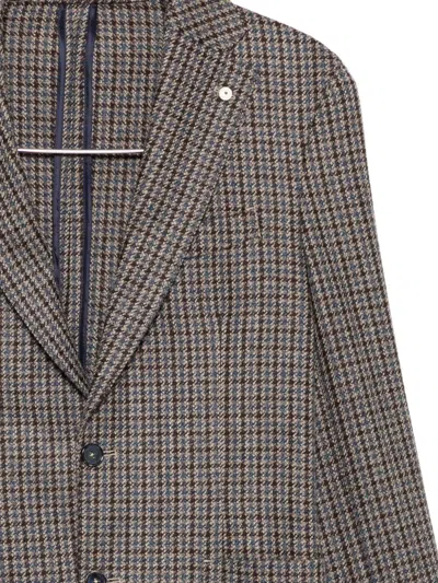 Luigi Bianchi Mantova Houndstooth Single-breasted Blazer In Brown