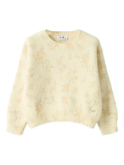 Il Gufo Floral-pattern Crew-neck Sweater In Neutral