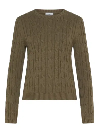 Marella Long-sleeved Crew Neck Sweater In Brown